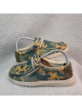 Hey Dude Wally Youth Sox Army Camo SlipOn (130137018) Y6 -L7